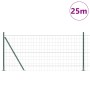 Reja con postes Verde 1 x 25 m Acero