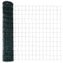Reja con postes Verde 1 x 25 m Acero