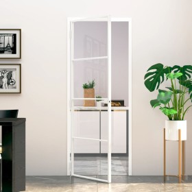 Puerta de interior vidrio templado y aluminio blanco 76x201,5cm