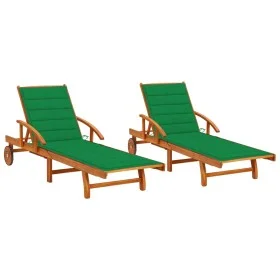 Tumbonas con cojines 2 unidades madera maciza de acacia de vidaXL, Tumbonas - Ref: Foro24-3077335, Precio: 453,33 €, Descuent...