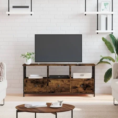 Iron TV cabinet smoked oak plywood 102x33x45cm by vidaXL, TV Furniture - Ref: Foro24-831790, Price: 83,02 €, Discount: %