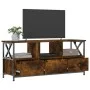 Iron TV cabinet smoked oak plywood 102x33x45cm by vidaXL, TV Furniture - Ref: Foro24-831790, Price: 83,02 €, Discount: %