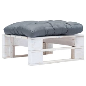 Otomana de palets de jardín con cojín gris madera blanca by vidaXL, Outdoor ottomans - Ref: Foro24-277375, Price: 70,43 €, Di...