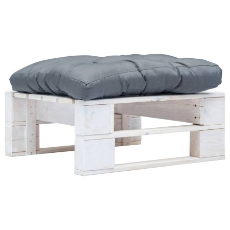 Otomana de palets de jardín con cojín gris madera blanca by vidaXL, Outdoor ottomans - Ref: Foro24-277375, Price: 70,43 €, Di...