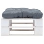 Otomana de palets de jardín con cojín gris madera blanca by vidaXL, Outdoor ottomans - Ref: Foro24-277375, Price: 70,43 €, Di...