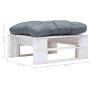 Otomana de palets de jardín con cojín gris madera blanca by vidaXL, Outdoor ottomans - Ref: Foro24-277375, Price: 70,43 €, Di...