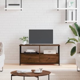 Mueble TV hierro y madera contrachapada roble marrón 90x33x45cm de vidaXL, Muebles TV - Ref: Foro24-831797, Precio: 64,41 €, ...