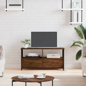 TV stand made of iron and brown oak plywood, measuring 90x33x45cm. by vidaXL, TV Furniture - Ref: Foro24-831797, Price: 63,60...