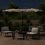 Double umbrella with taupe gray LED lights 316x240 cm by vidaXL, Umbrellas - Ref: Foro24-362972, Price: 161,79 €, Discount: %