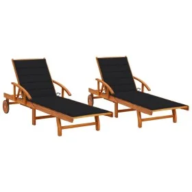 Sun loungers with cushions 2 units solid acacia wood by vidaXL, Loungers - Ref: Foro24-3077337, Price: 462,40 €, Discount: %