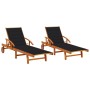 Tumbonas con cojines 2 unidades madera maciza de acacia de vidaXL, Tumbonas - Ref: Foro24-3077337, Precio: 409,44 €, Descuent...