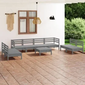 Garden furniture set 9 pieces solid gray pine wood by vidaXL, Garden sets - Ref: Foro24-3082579, Price: 403,27 €, Discount: %