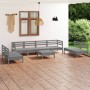 Gartenmöbel-Set 9-teilig aus massivem grauem Kiefernholz von vidaXL, Gartensets - Ref: Foro24-3082579, Preis: 408,65 €, Rabat...