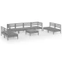 Gartenmöbel-Set 9-teilig aus massivem grauem Kiefernholz von vidaXL, Gartensets - Ref: Foro24-3082579, Preis: 403,38 €, Rabat...