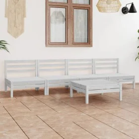 Gartenmöbel-Set 5-teilig aus massivem weißem Kiefernholz von vidaXL, Gartensets - Ref: Foro24-3082488, Preis: 240,03 €, Rabat...