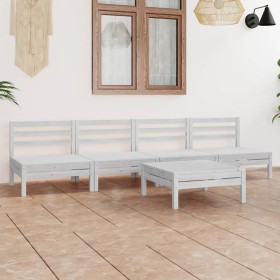 Gartenmöbel-Set 5-teilig aus massivem weißem Kiefernholz von vidaXL, Gartensets - Ref: Foro24-3082488, Preis: 250,01 €, Rabat...