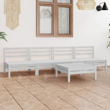 Gartenmöbel-Set 5-teilig aus massivem weißem Kiefernholz von vidaXL, Gartensets - Ref: Foro24-3082488, Preis: 240,03 €, Rabat...