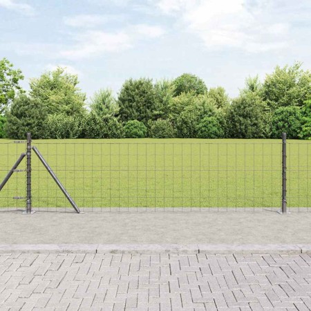 Reja con postes Gris 0.4 x 10 m Acero