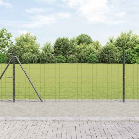 Reja con postes Gris 1 x 10 m Acero