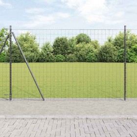 Reja con postes Gris 1.4 x 10 m Acero