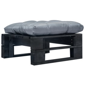 Garden pallet ottoman with black wood gray cushion by vidaXL, Outdoor ottomans - Ref: Foro24-277408, Price: 65,39 €, Discount: %