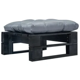 Garden pallet ottoman with black wood gray cushion by vidaXL, Outdoor ottomans - Ref: Foro24-277408, Price: 62,05 €, Discount: %