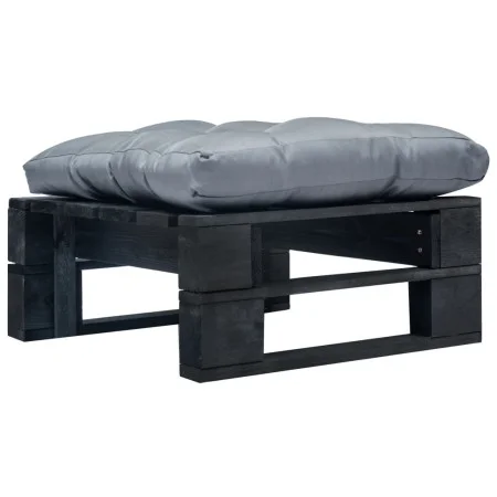 Garden pallet ottoman with black wood gray cushion by vidaXL, Outdoor ottomans - Ref: Foro24-277408, Price: 65,39 €, Discount: %