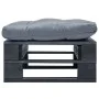 Garden pallet ottoman with black wood gray cushion by vidaXL, Outdoor ottomans - Ref: Foro24-277408, Price: 65,39 €, Discount: %