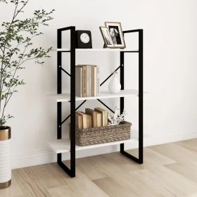 Solid white pine wood 3-level shelf 80x30x105 cm by vidaXL, Bookcases and shelves - Ref: Foro24-806533, Price: 50,69 €, Disco...