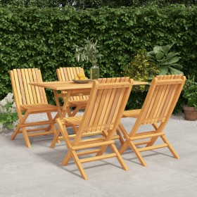 Juego de comedor para jardín 5 piezas madera maciza de teca de vidaXL, Conjuntos de jardín - Ref: Foro24-3155003, Precio: 480...