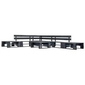 6-piece black wooden pallet garden furniture set by vidaXL, Garden sets - Ref: Foro24-277428, Price: 316,04 €, Discount: %
