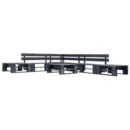 6-teiliges Gartenmöbelset aus schwarzen Holzpaletten von vidaXL, Gartensets - Ref: Foro24-277428, Preis: 337,24 €, Rabatt: %