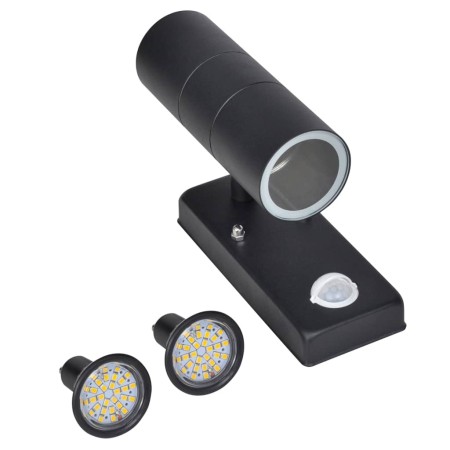 Wall light with sensor and LED, stainless steel, black by vidaXL, Outdoor lighting - Ref: Foro24-41097, Price: 35,04 €, Disco...