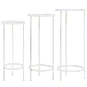 Set de soportes para plantas estilo vintage 3 uds metal blanco