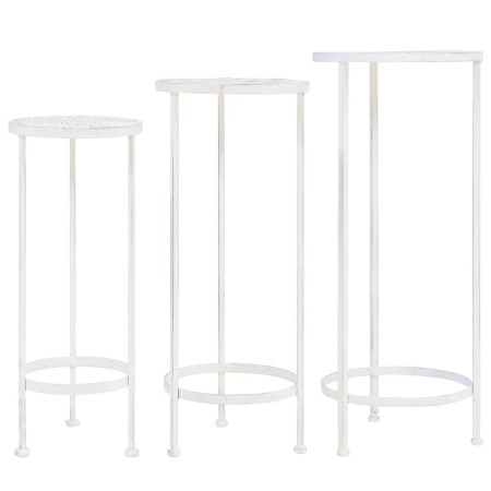 Set de soportes para plantas estilo vintage 3 uds metal blanco