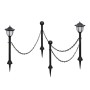 Lámparas solares 4 uds con valla de cadena y postes de vidaXL, Iluminación de exterior - Ref: Foro24-277119, Precio: 62,18 €,...