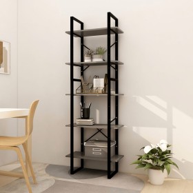 Estantería 5 niveles madera de pino gris 60x30x175 cm by vidaXL, Bookcases and shelves - Ref: Foro24-3081985, Price: 104,30 €...