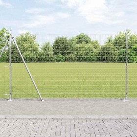 Reja con postes Plateado 1.4 x 10 m Acero