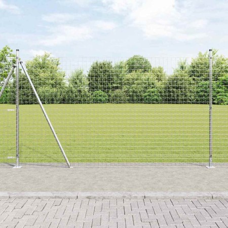 Reja con postes Plateado 1.4 x 10 m Acero