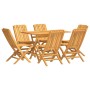 Juego de comedor de jardín 7 piezas madera maciza de teca de vidaXL, Conjuntos de jardín - Ref: Foro24-3155004, Precio: 584,48 €