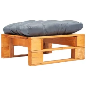 Garden pallet ottoman with honey brown wood gray cushion by vidaXL, Outdoor ottomans - Ref: Foro24-277441, Price: 60,86 €, Di...