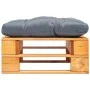 Otomana de palets de jardín con cojín gris madera marrón miel de vidaXL, Otomanas de exterior - Ref: Foro24-277441, Precio: 6...