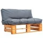 Garden sofa made of pallets with gray cushions and pine wood. by vidaXL, Outdoor sofas - Ref: Foro24-277444, Price: 122,42 €,...