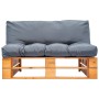 Garden sofa made of pallets with gray cushions and pine wood. by vidaXL, Outdoor sofas - Ref: Foro24-277444, Price: 129,82 €,...