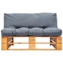 Garden sofa made of pallets with gray cushions and pine wood. by vidaXL, Outdoor sofas - Ref: Foro24-277444, Price: 122,42 €,...