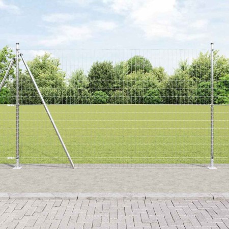 Reja con postes Plateado 1.5 x 10 m Acero