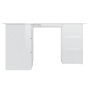 Escritorio de esquina contrachapada blanco brillo 145x100x76 cm de vidaXL, Escritorios - Ref: Foro24-801095, Precio: 259,40 €...
