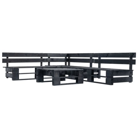 4-teiliges Gartenmöbelset aus schwarzen Holzpaletten von vidaXL, Gartensets - Ref: Foro24-277420, Preis: 255,50 €, Rabatt: %