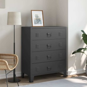 Cajonera metálica de estilo industrial 78x40x93 cm negro