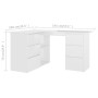 Escritorio de esquina contrachapada blanco brillo 145x100x76 cm de vidaXL, Escritorios - Ref: Foro24-801095, Precio: 259,40 €...